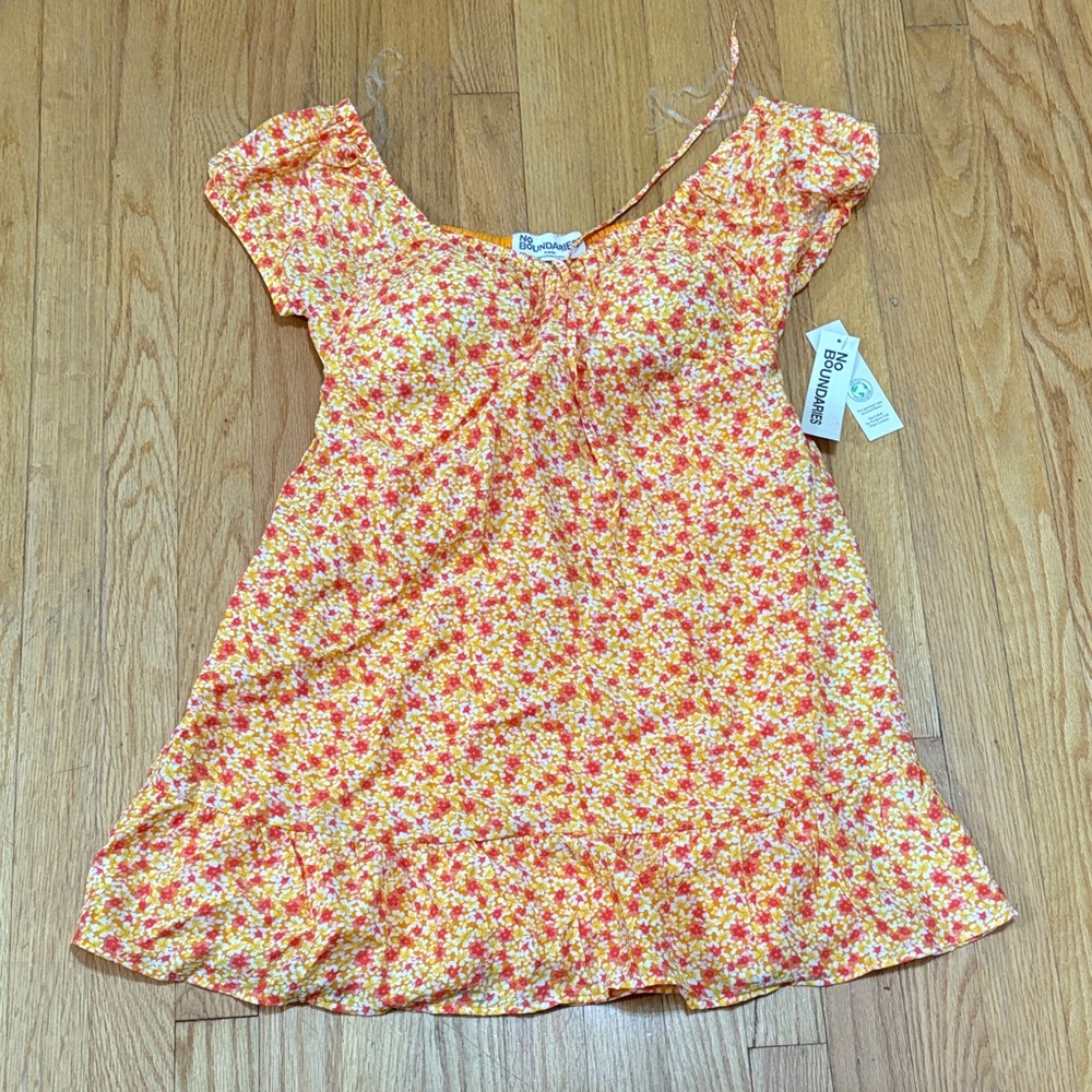 No Boundaries Floral Mini Dress - Yellow and Red